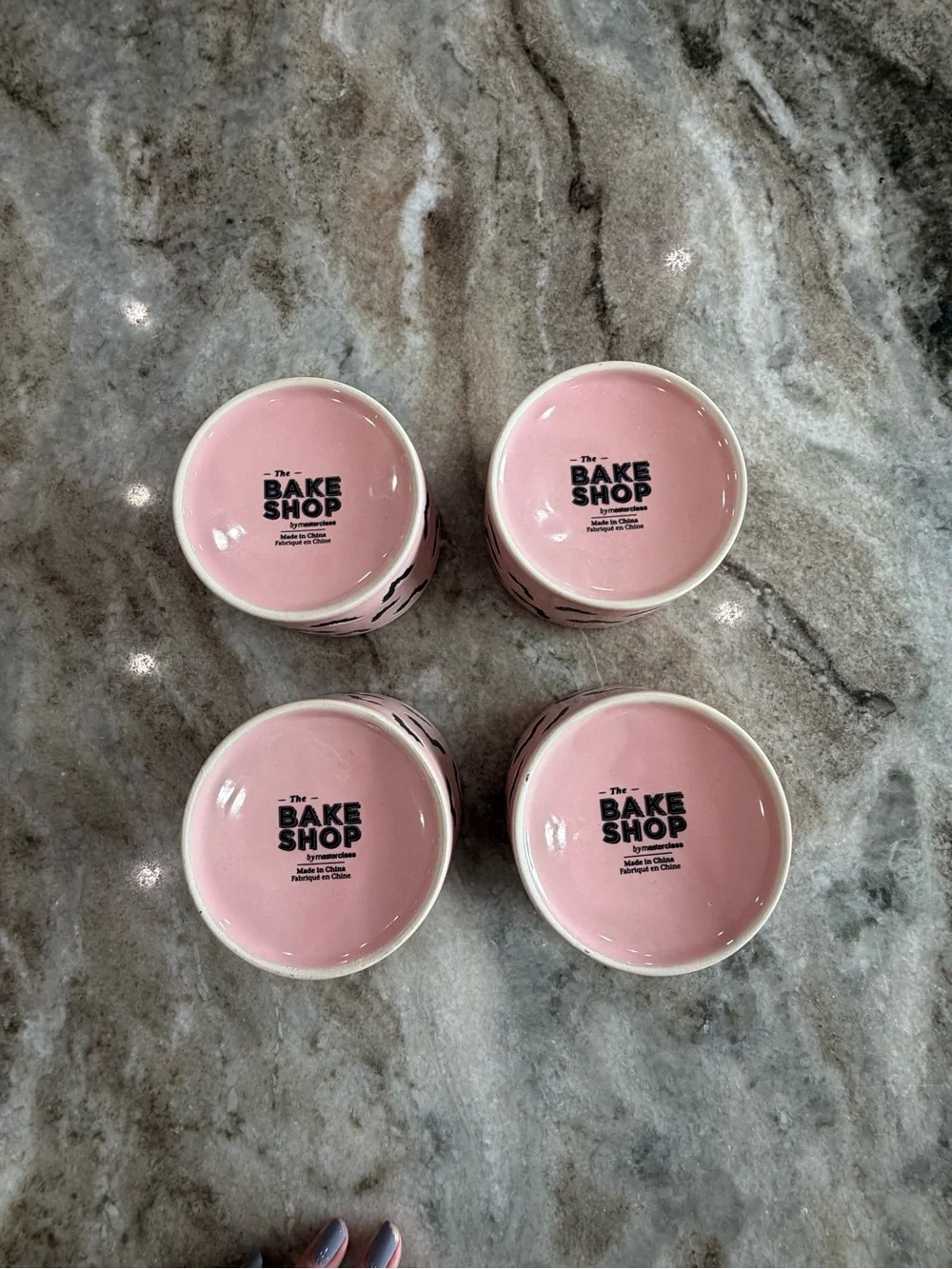 The Bake Shop Pink Black Bat Halloween Ramekins Set of 4